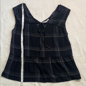 LOFT Black Sleeveless Tie Front Peplum Blouse